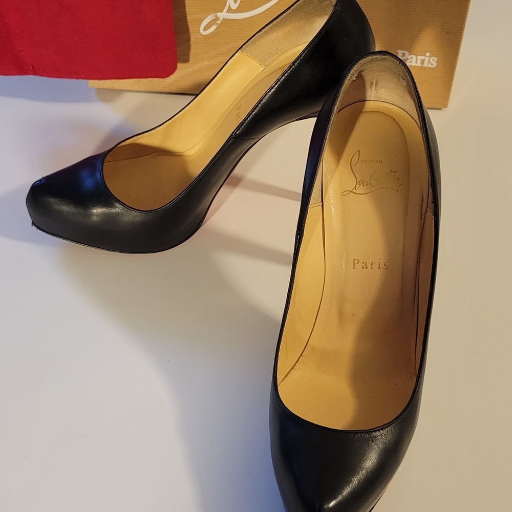 Christian Louboutin Rolando 120 Black Leather Heels